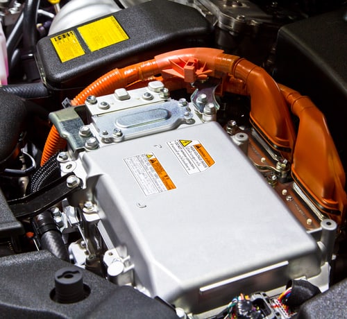 Hybrid car battery and engine